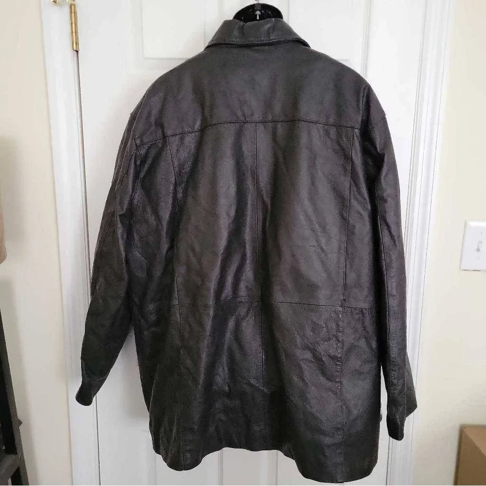 Phase 2 Mens Leather Jacket Brown Button Pockets Removable Lining Big & Tall 2XL